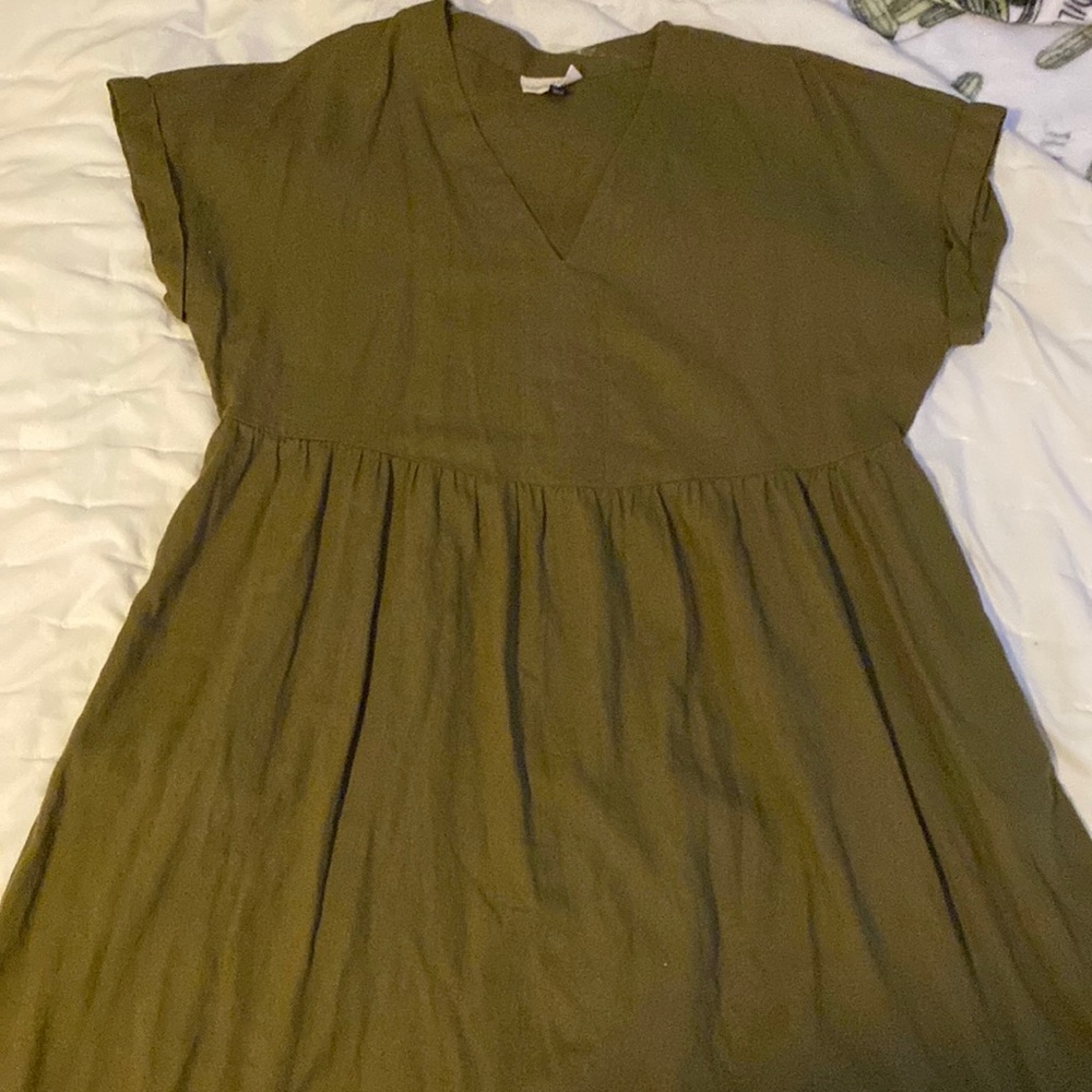 Beautiful olive green cape sleeves dress